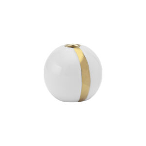 White and gold candle holder